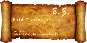 Baló Zebulon névjegykártya